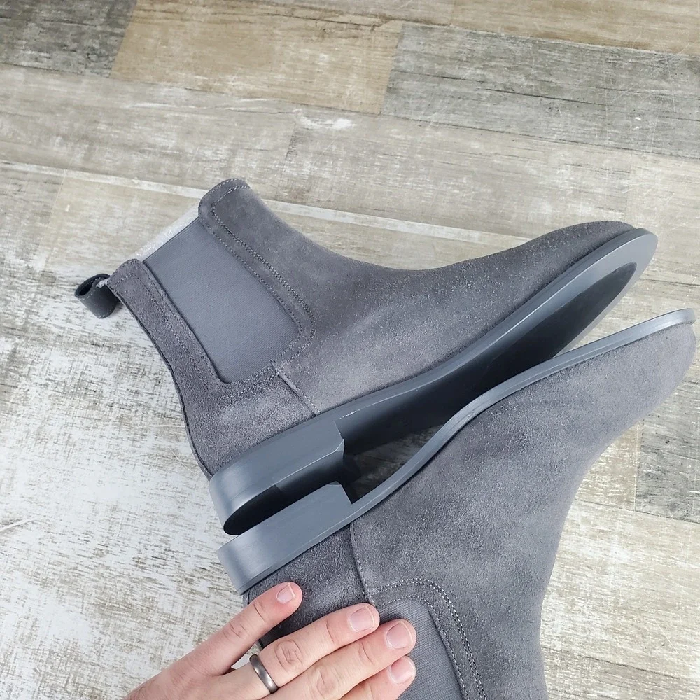 Saint Morta Nomad Mens Chelsea Boot Sz 9 Gray Suede Elastic Panels Slip On Ankle